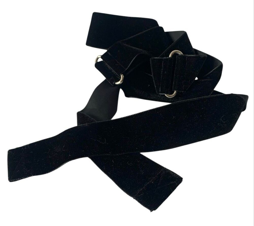 Nina Ricci PARIS Black Velvet Wrap Tie Sash RIBBON Belt